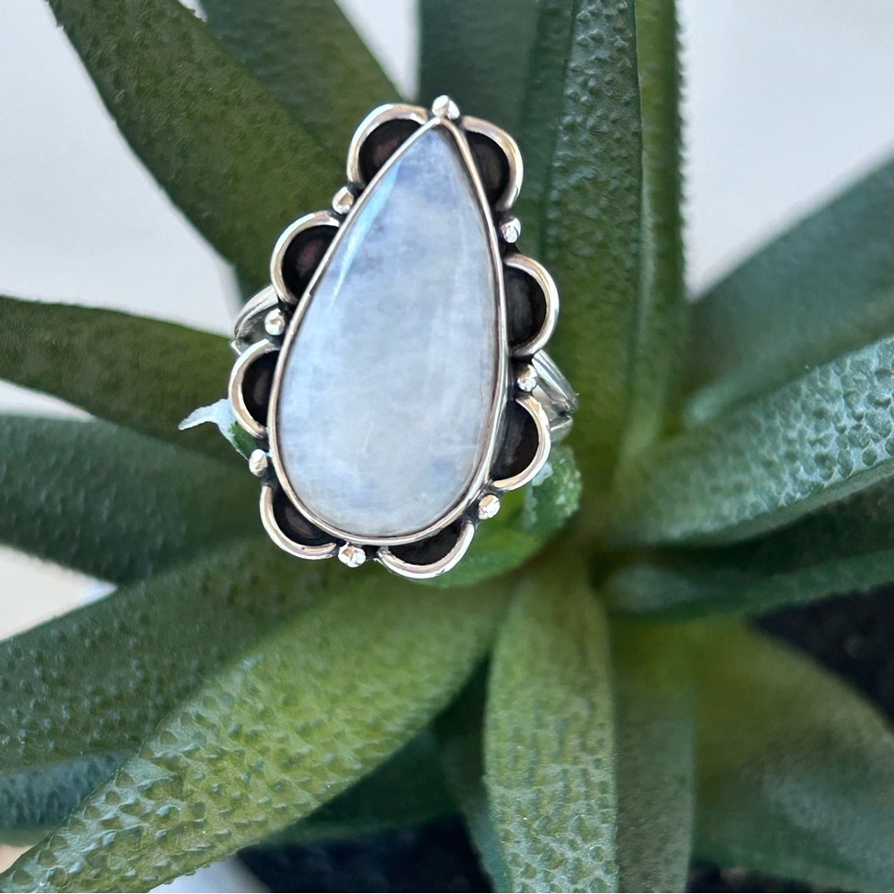 NEW Moonstone Gemstone 925 Sterling Silver Hallmark Handmade Ring Size 7.5